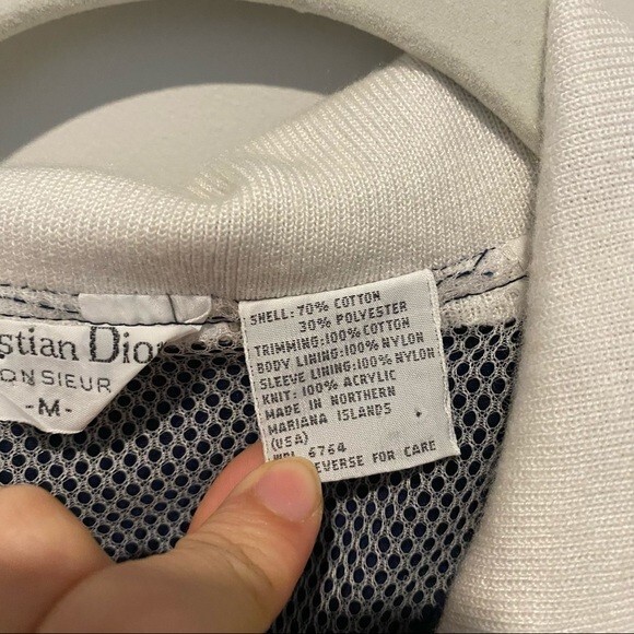 Vintage Christian Dior Jacket Monsieur Navy Blue White Track Bomber Windbreaker - Picture 6 of 10